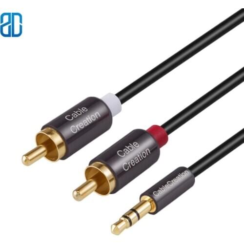 RCA Audio Cable 3.5mm Male to 2-Male RCA Cable, Y Splitter Design Stereo Audio RCA Male Cable, 1.5 Meter, Black