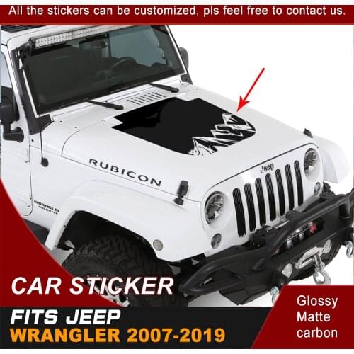 Car Sticker Car Hood Bonnet Mountain Graphic Vinyl Modified Decoration Car Decals Custom Fit For Jeep Wrangler 2018-2007
