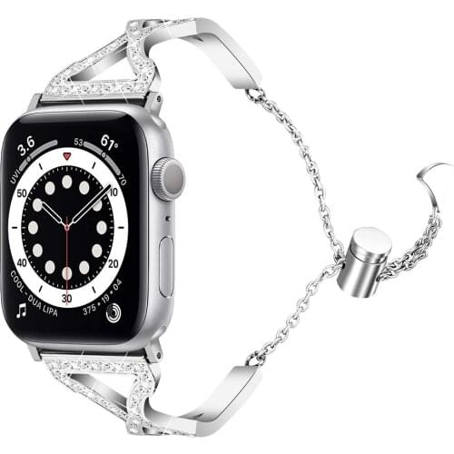 Metal Bling Rhinestone Bracelet Wristband Strap for Apple Watch Band 38mm 40mm 42mm 44mm Women Iwatch Series 6 5 4 3 Se Bracelet