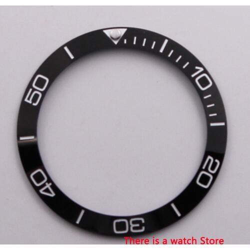 38mm ceramic bezel insert black with white marks luminous dot fit 40mm watch case SUB Automatic mens watch