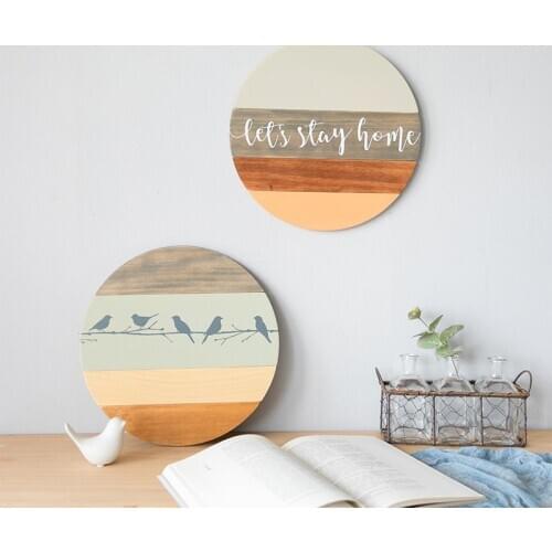 Wood Hanging Wall Decor Nordic Round Message Ornament Home Party Decorations Vintage Dorm Kids Room Nursery Decor Party Props