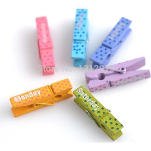 Wooden Decorative Clothespin Craft Clips Mixed Colors 35x9mm For DIY Hamemake Craft 30Pcs XD0318-27