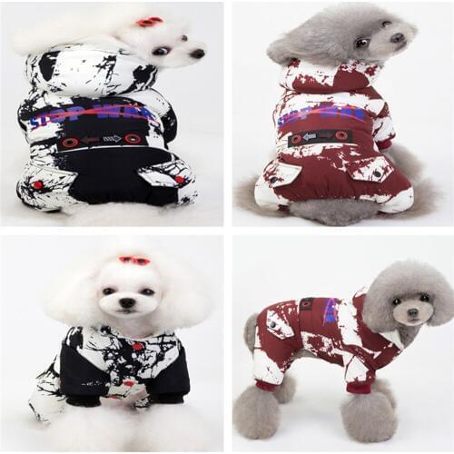 Cotton Pet Dog Clothes for Small Dogs Winter Warm Dog Hooded JumpduitJackets Chihuahua Pug Outfits Puppy Cat Clothing