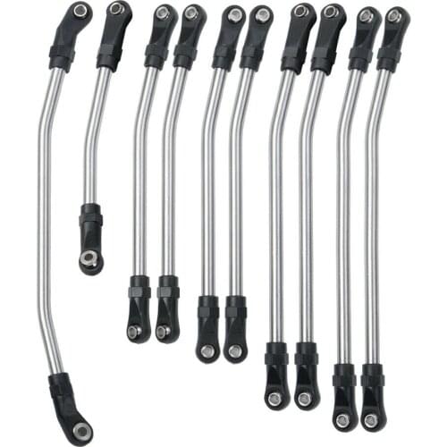 Stainless Steel Steering Rod Link Linkage Set 313mm Wheelbase Shock Absorber For 1:10 SCX10 II 90046 RC Crawler Car Upgrade Part