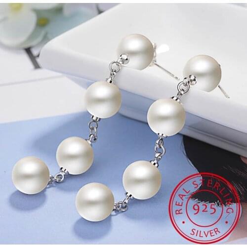 Korea Silver 925 Earrings With Natural Freshwater Silver Jewelry For Women Wedding Party Gift Drop Earring Wholesale