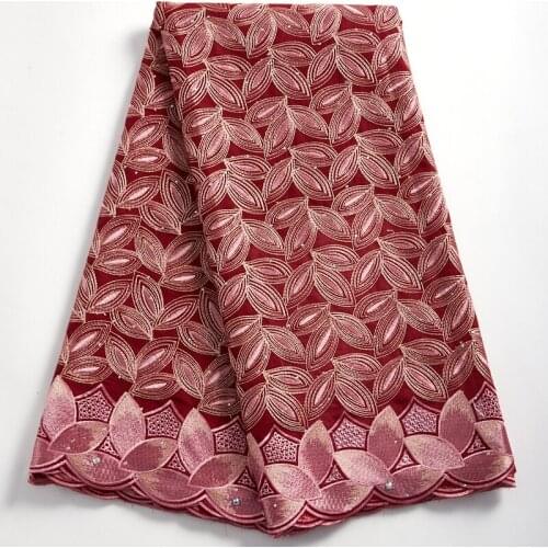 SJD LACE New High Quality Pink Flowers African Fabric Swiss Voile Lace Embroidery Nigeria Fabric For Women Wedding Dress A 2346