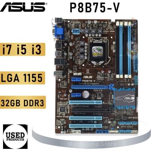 LGA 1155 ASUS P8B75-M Motherboard DDR3 Cpu Core i5 i3 Pentium Celeron 32GB PCI-E 3.0 USB3.0 Original Used ASUS P8B75-M Mainboard