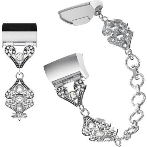 YOOSIDE Stainless Steel Bling Crystal Strap Band Adjustable Bracelet Metal Wristband for Fitbit Charge 3/Charge 3 SE Women Men