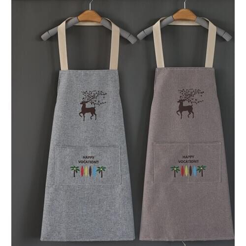 Cute Elk Fawn Chef Apron Kitchen Baking Accessories for Men Woman God Of Cooking Foodie Character Simple Waterproof Fashion