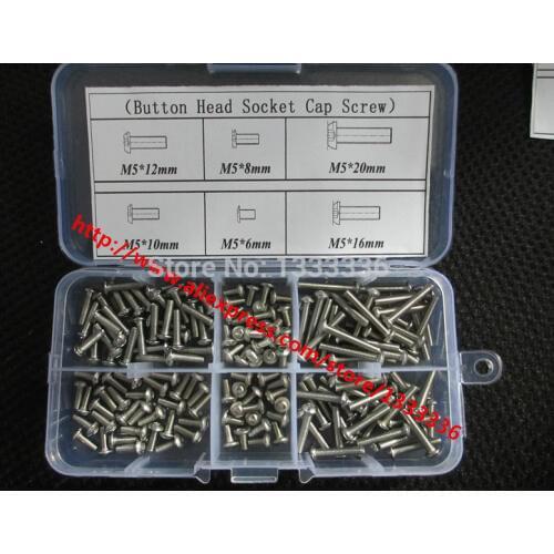 90pcs M5 Serie Button Head Socket Cap Screw Stainless Steel ISO7380 Accessories Kits Bolt M5X6/8/10/12/16/20mm