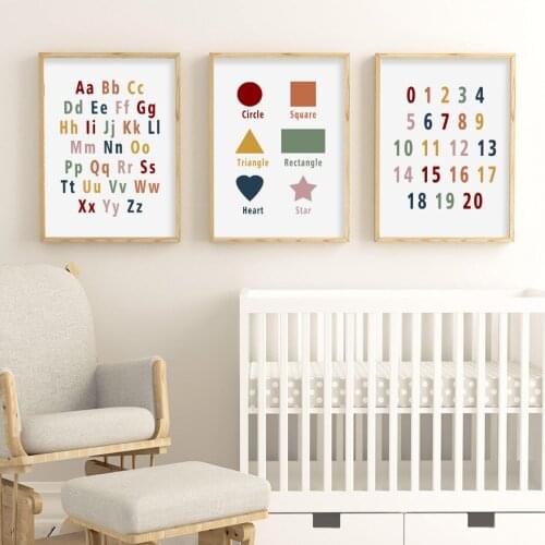 Wall Canvas Painting Home Decor Childrens Room Kindergarten Painting and Printmaking Cartoon Letter Pattern Art Poster Picture