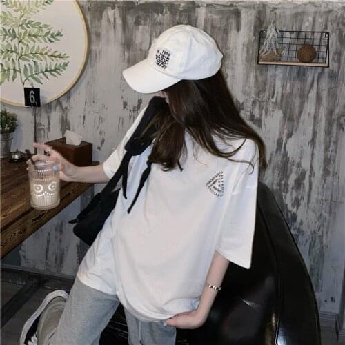 2021 summer new Korean loose short-sleeved T-shirt tops womens all-match simple womens tops 2021 summer new Korean loose