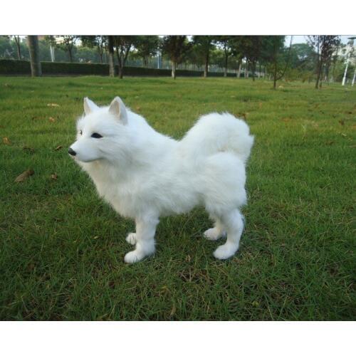 Plastic& furs toy simulation white samoyed Dog model about 24x8x20cm samoyed dog handicraft home decoration toy Xmas gift w5733