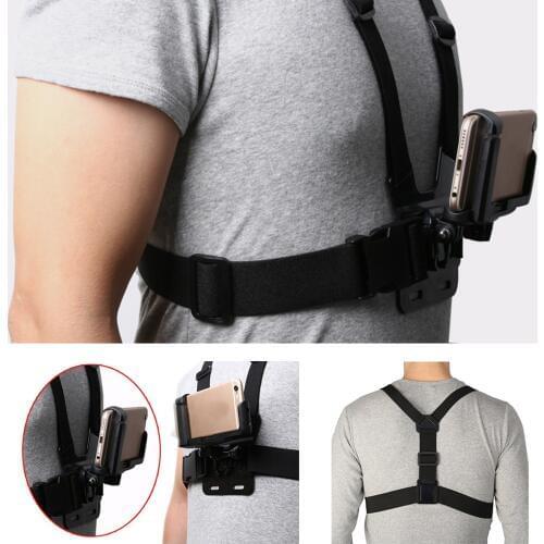 Portable Universal 6-8.5cm Width Mobile Phone Mount Holder+ Adjustable Clip Chest Harness Strap Cellphone For iPhone For Samsung