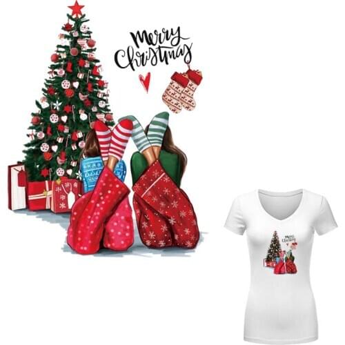 Tree Christmas Patch Girls Iron On Clothes Diy Accessory Stickers Fashion Heat Transfer Applications For Clothes