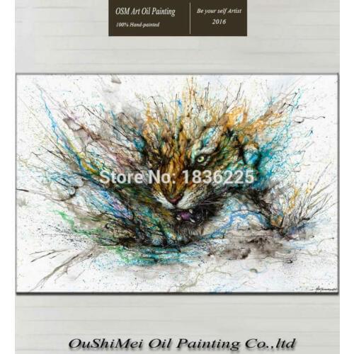 Handpainted 1Set animal Oil Painting By handmade Modern Abstract Tiger Pictures Frameless Canvas Wall Decoration For Home