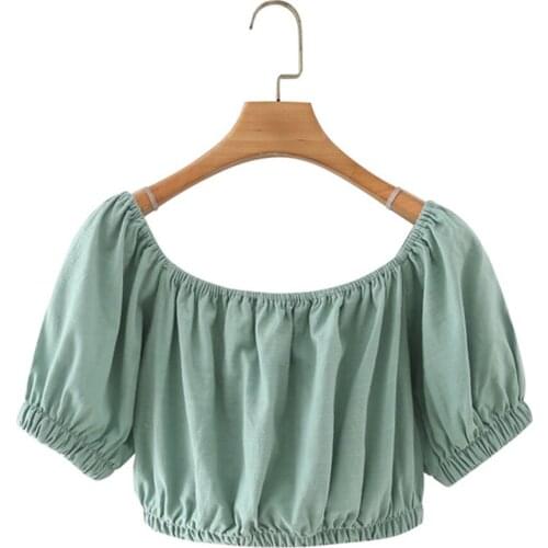 Sexy Off the Shoulder 100% Cotton Short Sleeve Crop Length Tees DLSY454