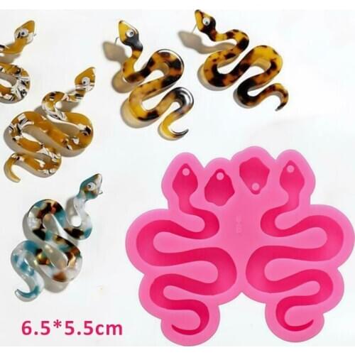 Snake Earring Epoxy Resin Mold Keychain Pendant Silicone Mould DIY Crafts Tool DIY Epoxy Jewelry Resin Casting Molds 73x62mm