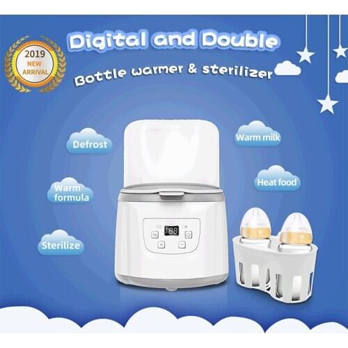 Baby Bottle Warmer Sterilizer Double Bottle Warmer Breast Milk LCD Display Accurate Temperature Control Sterilizers Baby Feeding