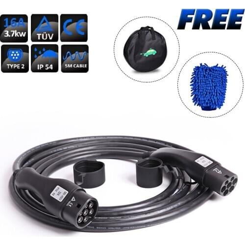 Type 2 IEC62196 Electric Car Charging Cable 16A 1Phase 3.7KW 5M with 1 Year Warranty TUV CE