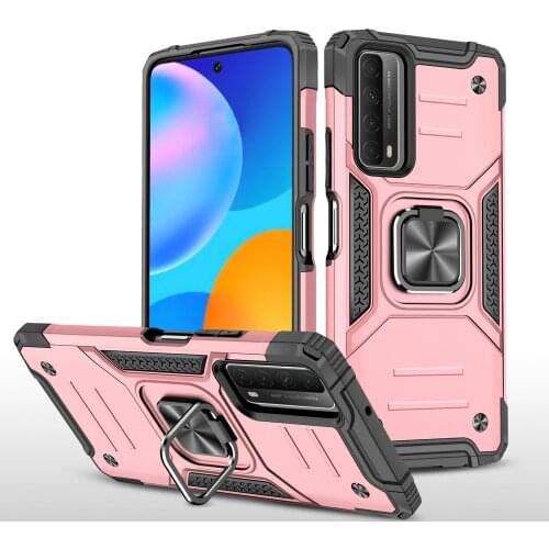P Smart2021 Shockproof Case Silicone Bumper Hard Back Panel for Huawei P Smart 2021 Case Luxury Cover Magnetic Ring Holder Fudna