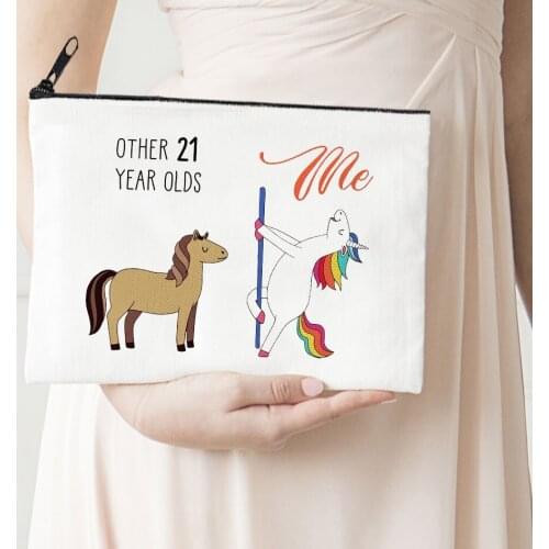 Funny Horse Makeup Bag Travel Size Makeup Women Animal Prints Cosmetic Bag Zipper Fashion Canvas Purses Personalized Bags