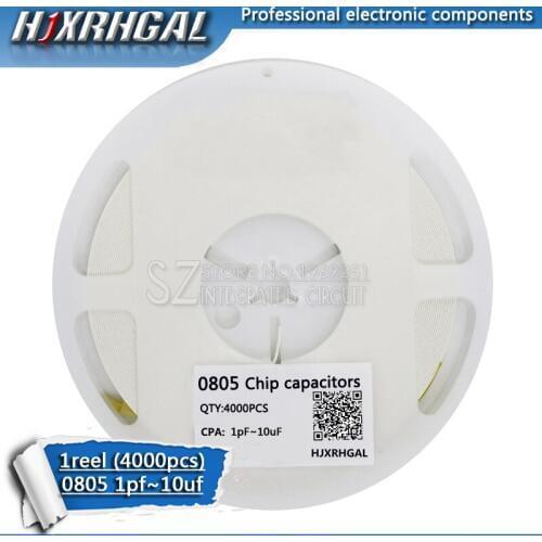 1Reel 4000PCS 0805 smd capacitor ceramic 1PF-10UF 220PF 330PF 470PF 680PF 22NF 33NF 10NF 220NF 1UF 2.2UF 4.7UF 10UF hjxrhgal