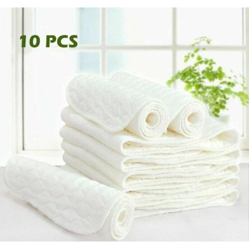 10Pcs/lot Diaper Nappy Liners Reusable Baby Infant Newborn Cloth Insert Three Nappies Layers Cotton Baby Care Products