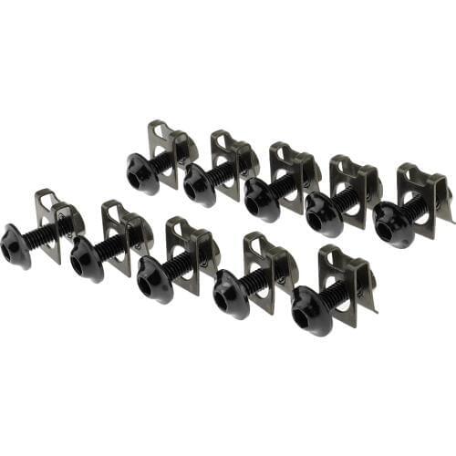 10 Piece Motorbike M6/6mm Body Fairing Bolts Fastener Clips for Honda Black