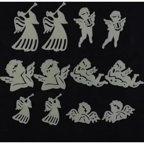 12Pcs/Set Cartoon Plastic Glow In The Dark Star Angel Fluorescent Stickers Toys for Kids Baby Rooms Gift