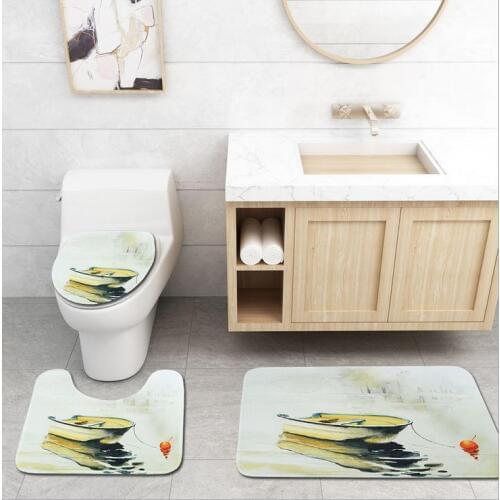 3Pcs Non-Slip Pedestal Rug Cover Toilet Bath Rugs Absorbent Bathroom Carpet Shower Mats Doormat Bathroom Bath Mats Set