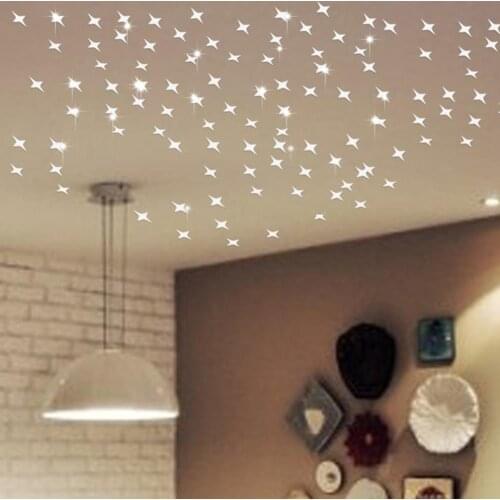 50Pcs Wall Stickers Geometric Shape Self-Adhesive Removable Star Shape Wall Decals for Bedroom