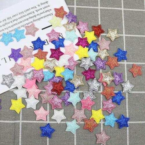 80pcs 20mm Glitter Small Stars Padded Appliques DIY Craft Supplies Kids Hair Accessories Patches Scrapbook Materials Pentagram