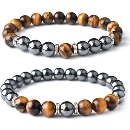 Natural Black Obsidian Hematite Tiger Eye Beads Bracelets Men for Magnetic Health Protection Women Jewelry Pulsera Hombre