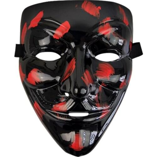Black red V for Vendetta Mask Halloween Anonymous Movie Guy Fawkes Cosplay Glossy Mask Accessory Masquerade Party Cool Masks Hot