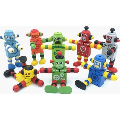Wooden Deformation Robot Children Favorite Transformation Action Figure Toys Education Models Toy For Children Gift Christmas