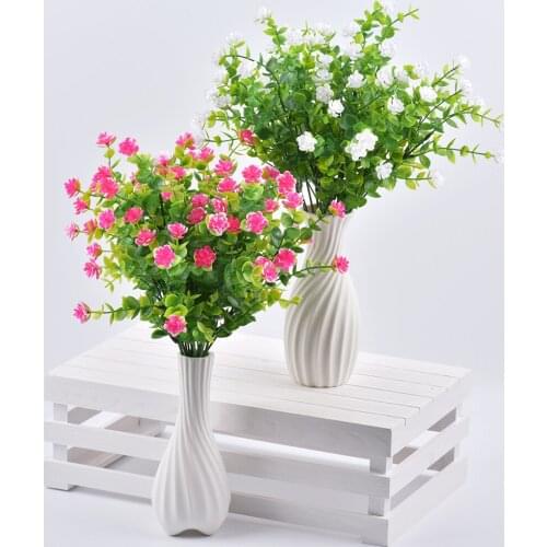 Home Decoration Artificial Plants Green Grass Eucalyptus Rose Gypsophila Calla Lily Fake Flowers Wedding Living Room Table Decor