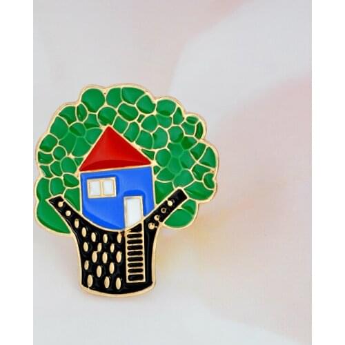 Cartoon tree house enamel pins brooch Pins Childlike Button Pin Denim Jeans Pin Badge Jewelry Birthday Gift for Kids boy girl