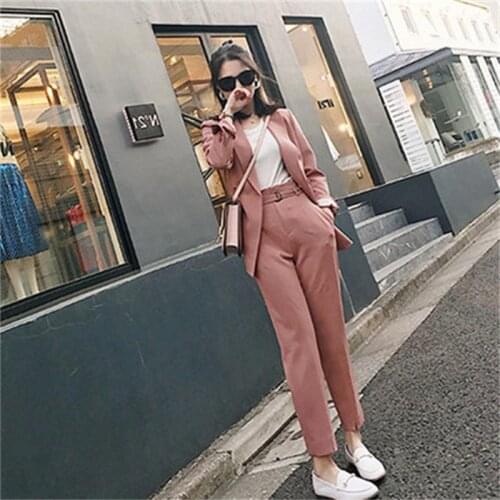 Fashion suits fspring female New British style large size Double-breasted suit suit women two-piece suit sizeXL-5XL 62.5-100KG
