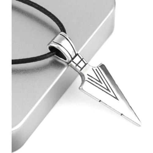 Mens Personality Arrow Leather Rope Necklace Cross Korean Domineering Student Boy Pendant Social Fashion Boy Punk Pendant