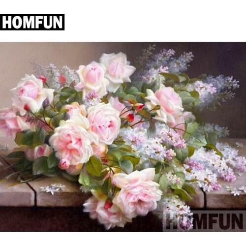 HOMFUN Full Square/Round Drill 5D DIY Diamond Painting "Rose flower" Embroidery Cross Stitch 5D Home Decor Gift A03926