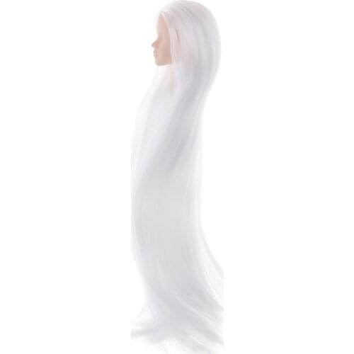 1/6 Scale Unfinished Doll Head Sculpt with White Long Hair for Customised Female Doll