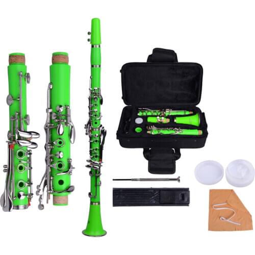 New Professional School Band Green Bb Clarinet with Case Accessories