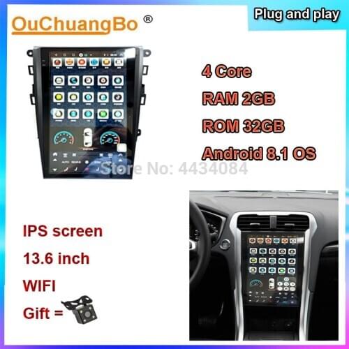 Ouchuangbo IPS 13.6 Inch Car Stereo GPS Radio For Ford Mondeo JIECHI Fusion MK5 2013-2019 With WIFI 32GB Android 8.1 OS Free Map