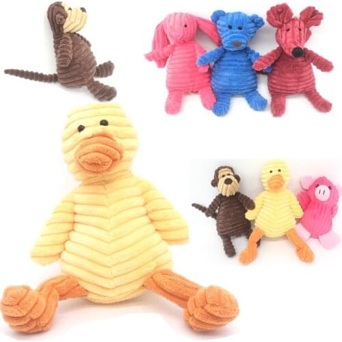 Popular Pet Dog Cat Funny Fleece Durability Plush Dog Toys Squeak Chew Sound Toy Fit for All Pets Elephant Monkey Fox Plush Toys