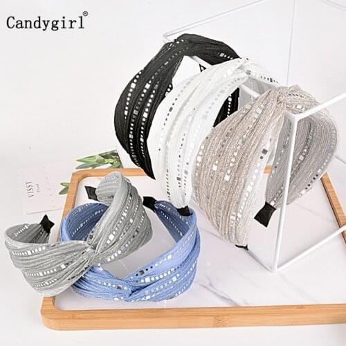 New Fashion Women Headwear Wide Side Cross Knot Headband For Adult Vintage Shiny Turban Hair Accessories