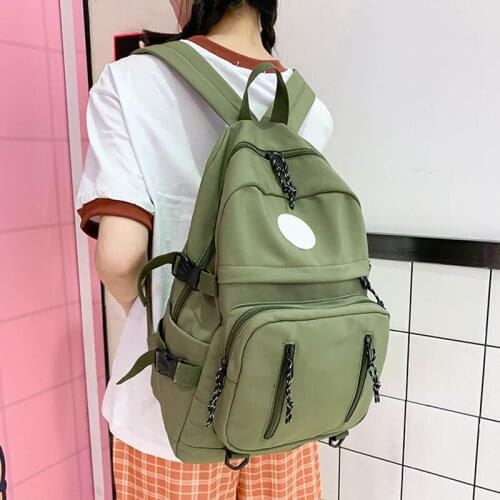 Large Capacity Travel Womens Backpack Fashion Outdoor Nylon Waterproof Teen Girl Backpack College Student School Bag Green Bag