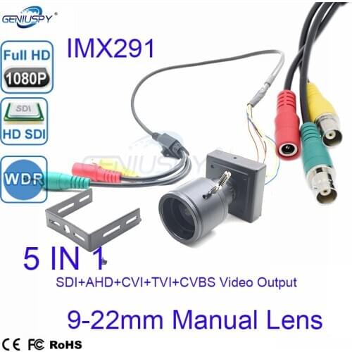 Hot Sale 1/3 Sony IMX291 Sensor WDR HD 1080P SDI+AHD+TVI+CVI+CVBS 1080P Video CCTV Security SDI Camera OSD 9-22mm Varifocal Lens