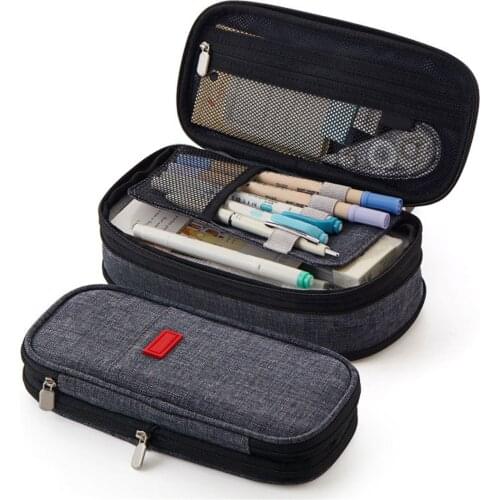 Cute Macaroon Color Canvas Pencil Case Zipper Closure Stationery Novelty Pencil Pouch Printed Pen Case School Office Supplies