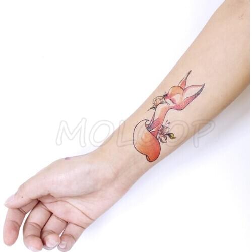 Tattoo Sticker Fake Tattoo Sexy Fox Flower Animal Water Transfer Waterproof Temporary Fake Art Tatoo for Kids Women Men